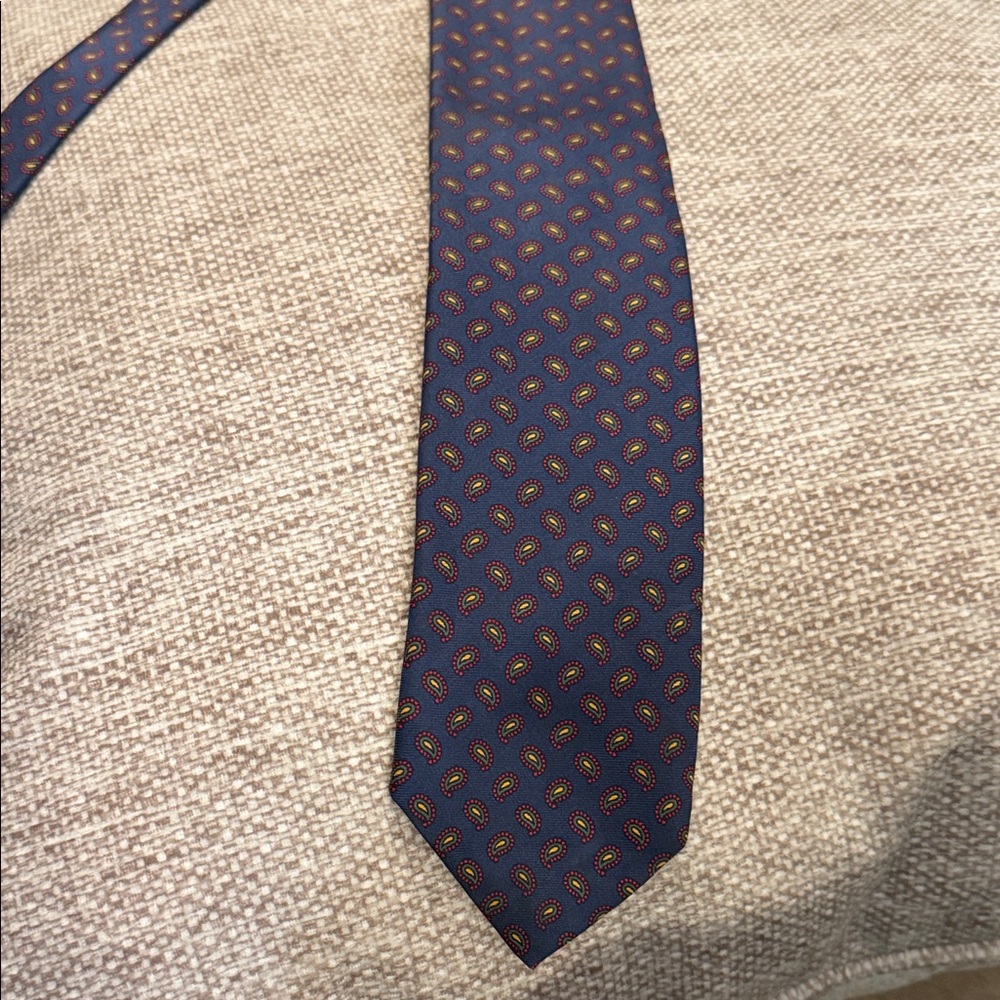 Men’s Sambrook Witting London Elegant Blue and Orange Patterned Necktie